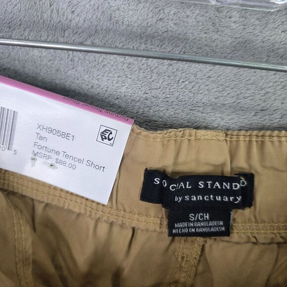 Womens Social Standard By Sanctuary Tan Fortune Tencel Shorts 4" Inseam Size S - Picture 2 of 9